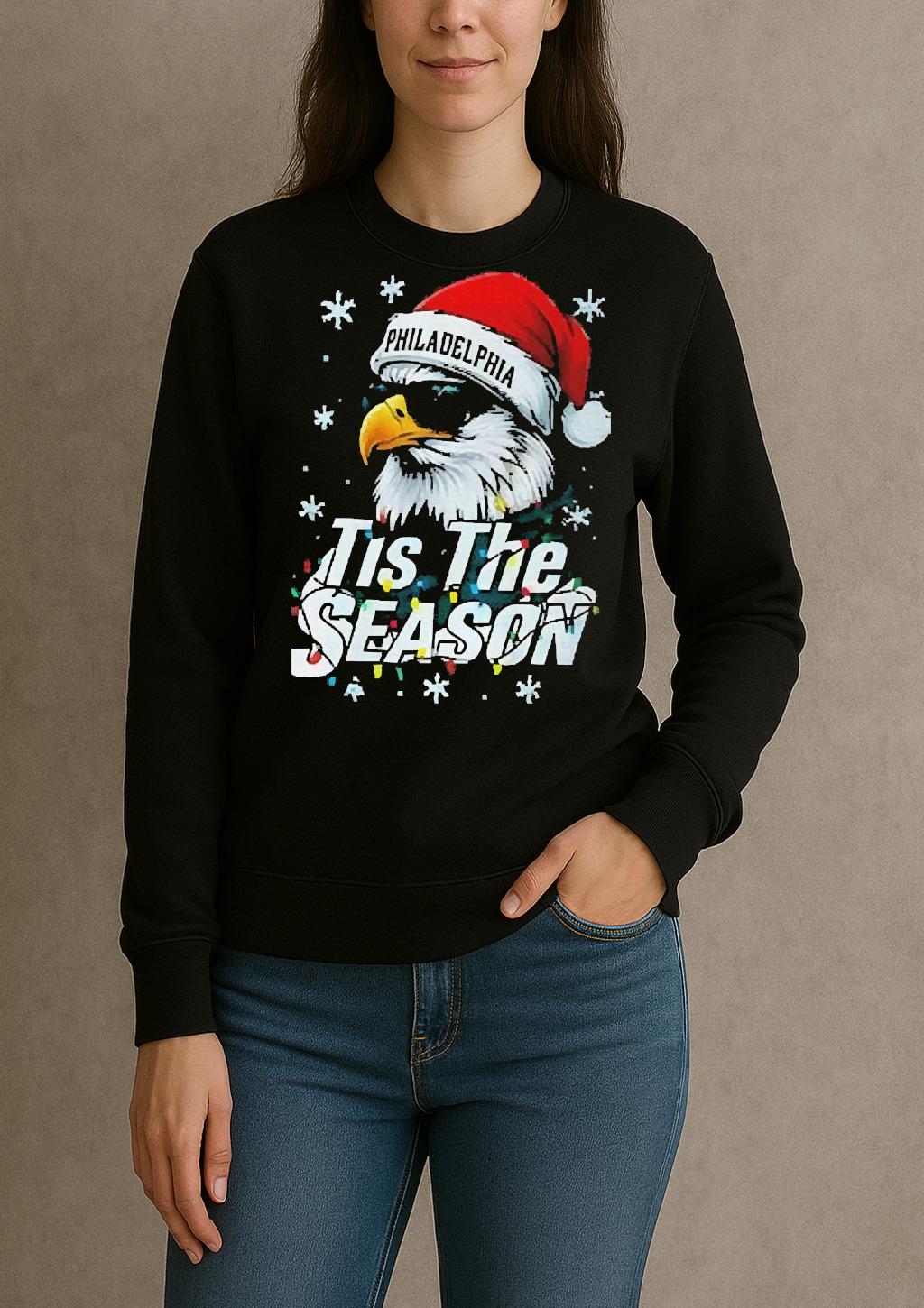 Official Eagle Santa Hat Tis The Season Philadelphia Eagles Nfl Football 2025 Shirt sweater
