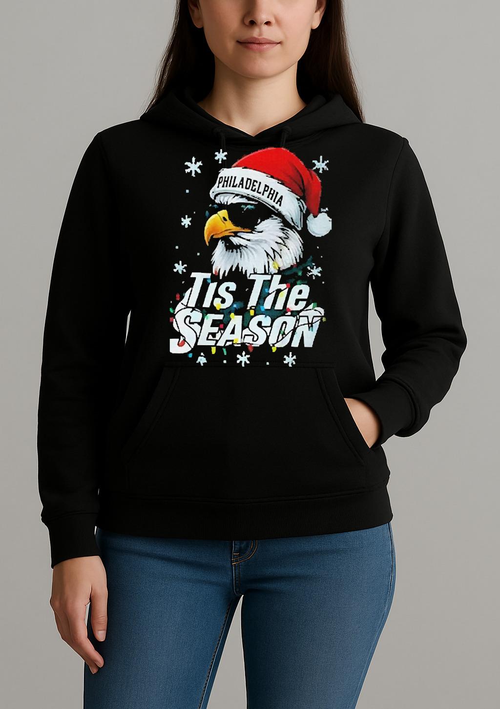 Official Eagle Santa Hat Tis The Season Philadelphia Eagles Nfl Football 2025 Shirt Unihoodie