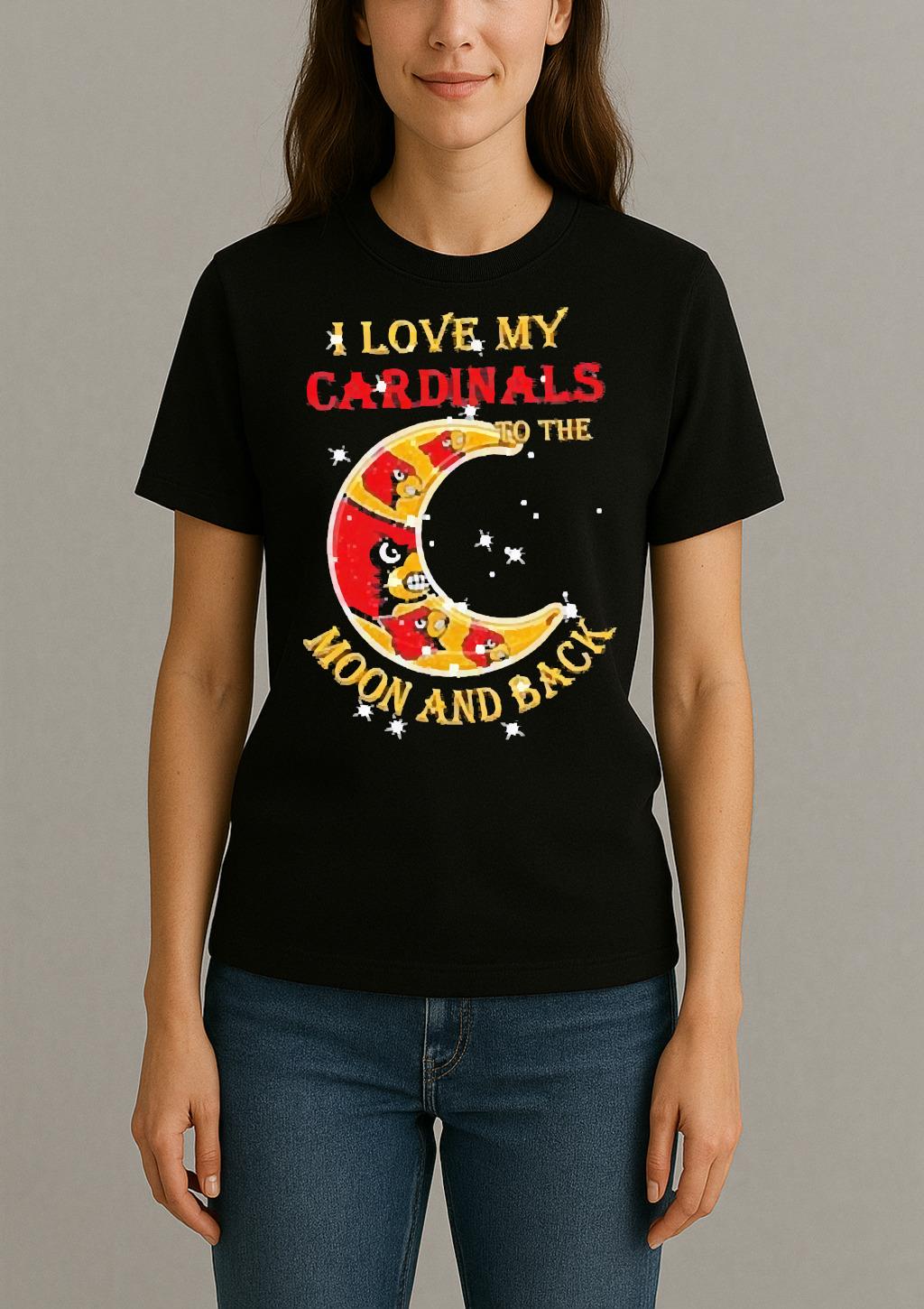 Official I Love My Louisville Cardinals To The Moon And Back Shirt Womentee