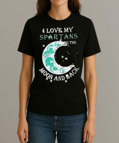 Official I Love My Michigan State Spartans To The Moon And Back Shirt Womentee
