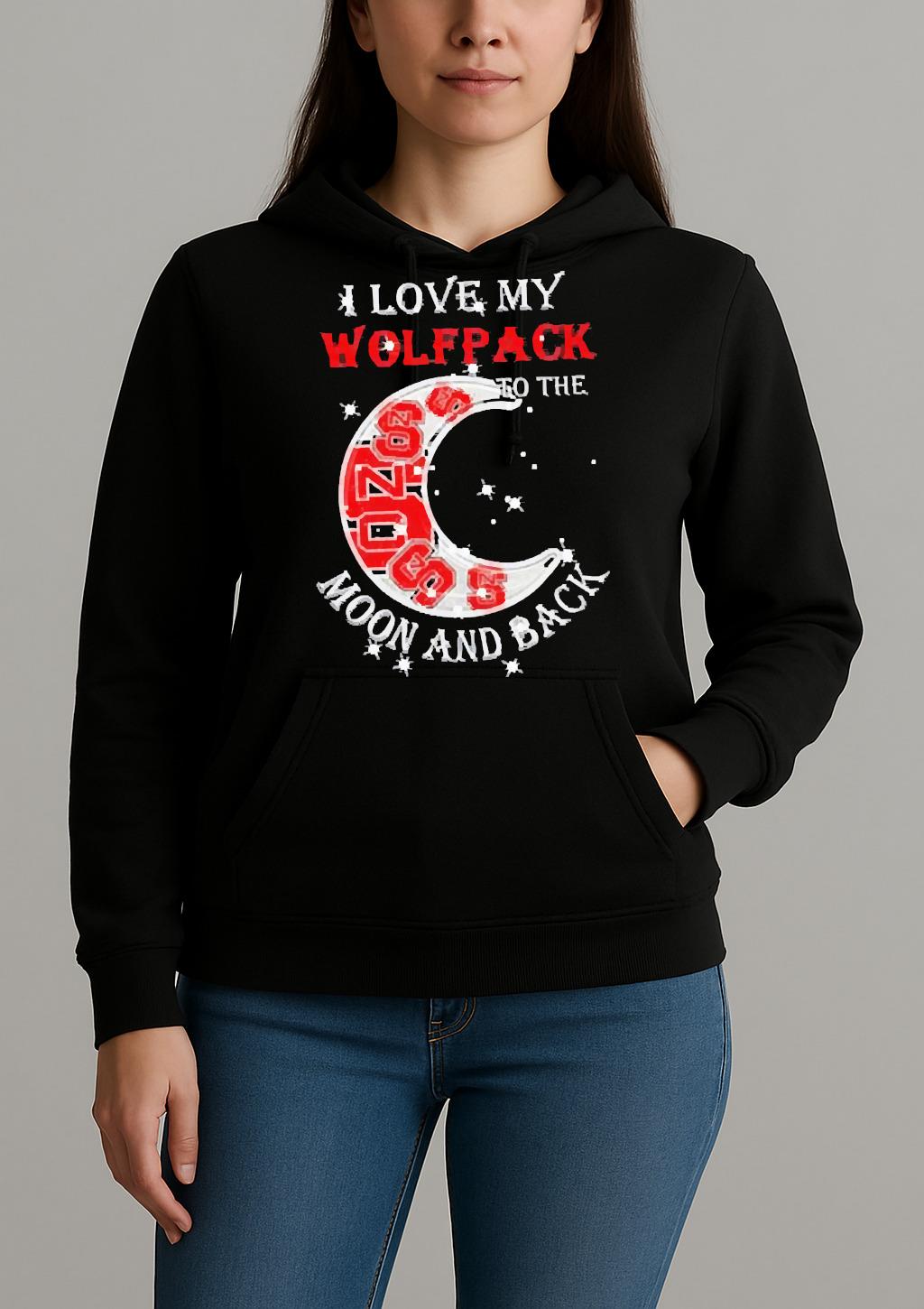 Official I Love My Nc State Wolfpack To The Moon And Back Shirt Unihoodie