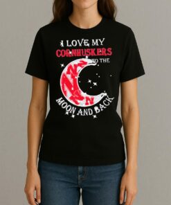 Official I Love My Nebraska Cornhuskers To The Moon And Back Shirt Womentee