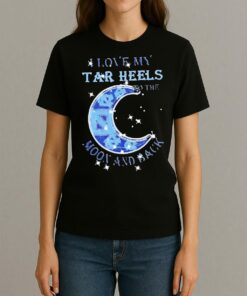 Official I Love My North Carolina Tar Heels To The Moon And Back Shirt Womentee