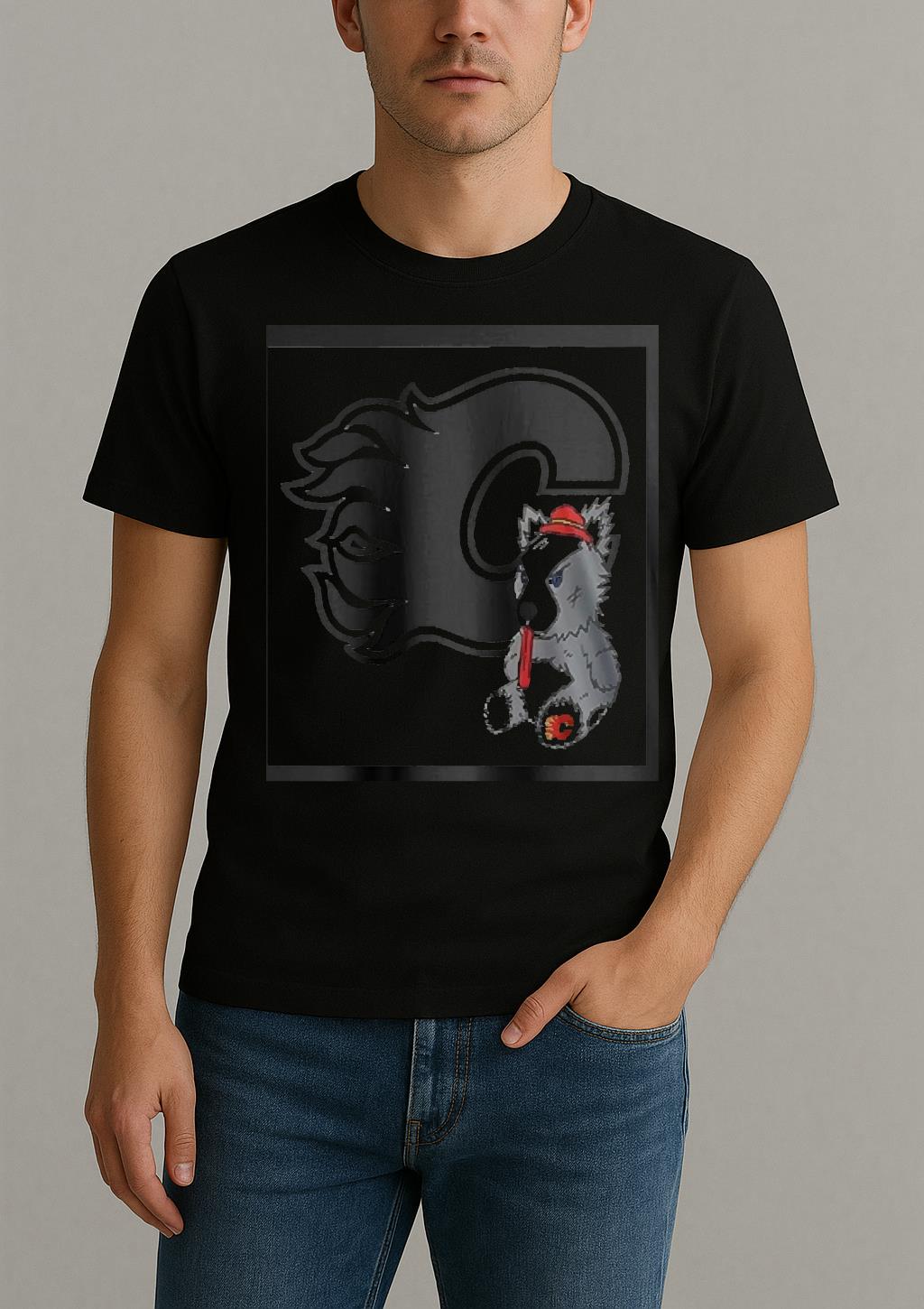 Officials Calgary Flames Plush Doll Mascot Logo Premium Shirt