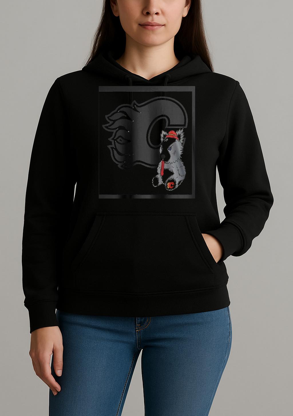 Officials Calgary Flames Plush Doll Mascot Logo Premium Unisexhoodie