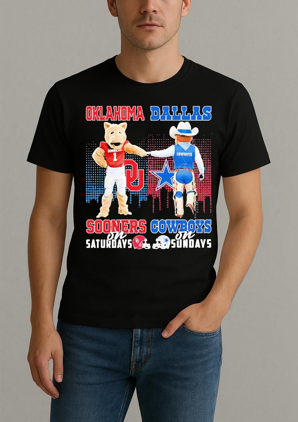 Oklahoma Sooners On Saturdays Dallas Cowboys On Sundays Mascot Premium Shirt