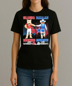 Oklahoma Sooners On Saturdays Dallas Cowboys On Sundays Mascot Premium Womentee