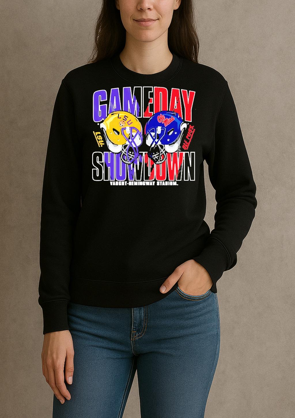 Ole Miss Rebels Vs Lsu Tigers Gameday Showdown Helmet Matchup Premium sweater