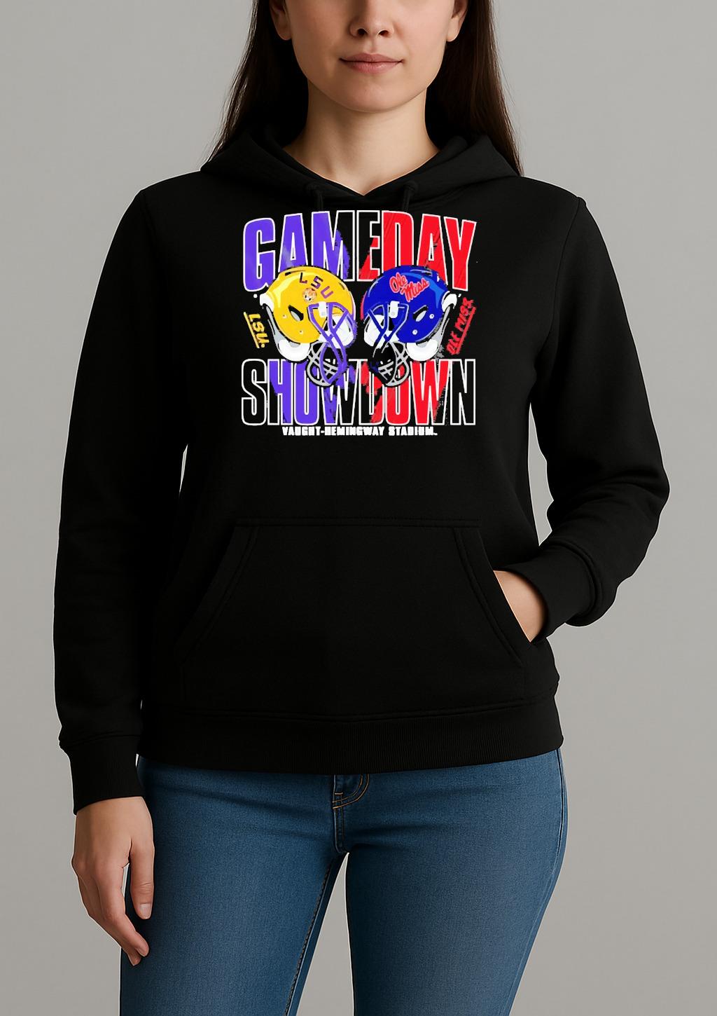 Ole Miss Rebels Vs Lsu Tigers Gameday Showdown Helmet Matchup Premium Unisexhoodie