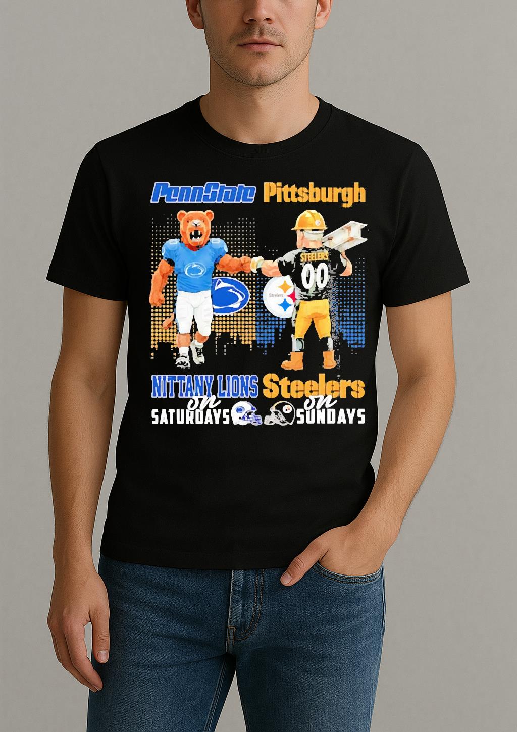 Penn State Nittany Lions On Saturdays Pittsburgh Steelers On Sundays Mascot Premium Shirt