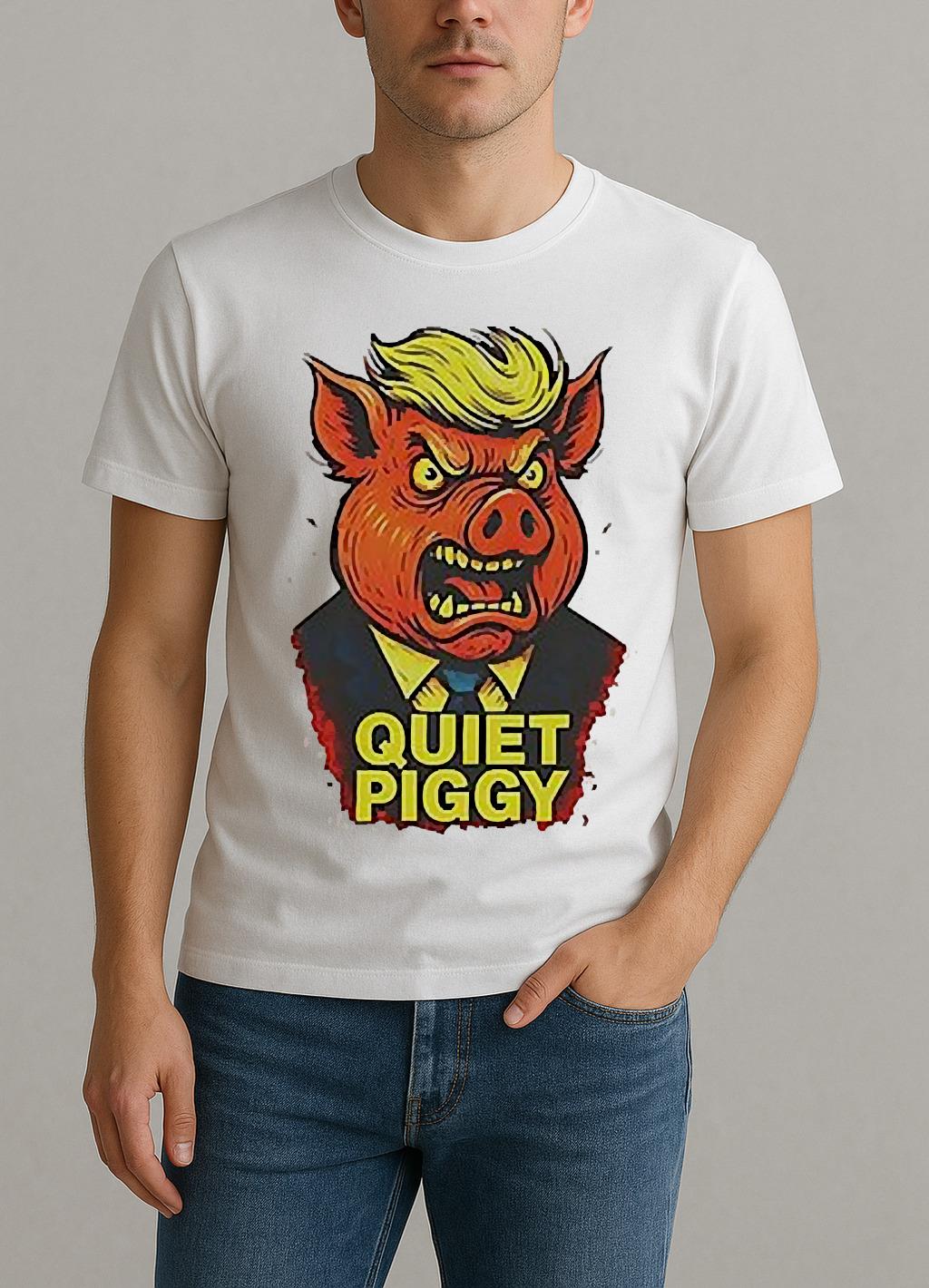 Quiet Piggy Pig Head Graphic Shirt