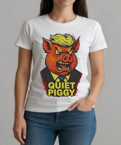 Quiet Piggy Pig Head Graphic W-tee