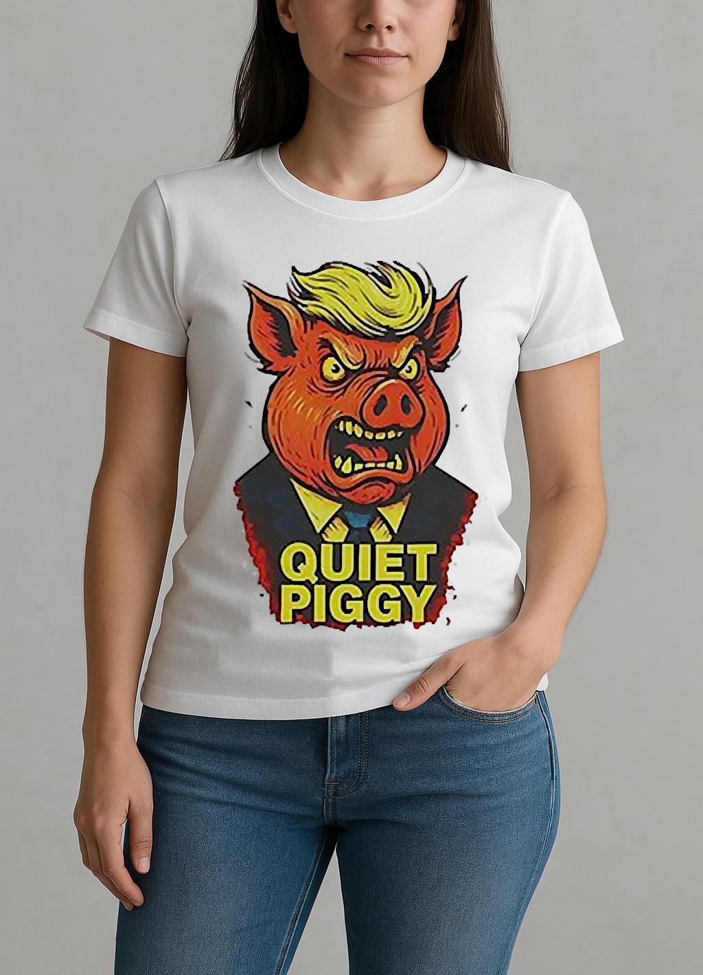 Quiet Piggy Pig Head Graphic W-tee