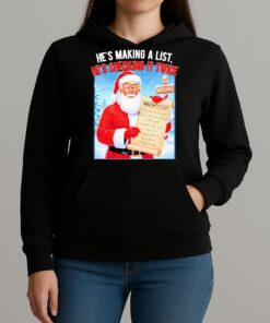 Santa Trump Hes Making A Naughty List Checking It Twice Christmas Premium Unisexhoodie
