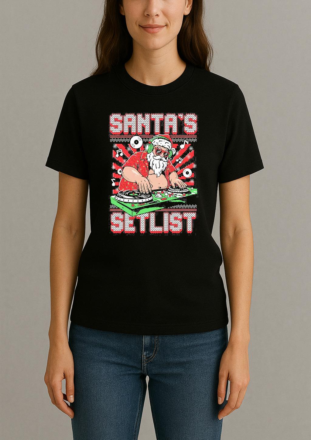 Santas Setlist Ugly Sweater Christmas Shirt Santa Music Xmas Tee Womentee