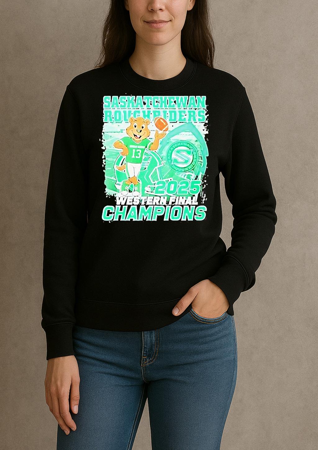 Saskatchewan Roughriders Mascot 2025 Western Final Champions Shirt sweater