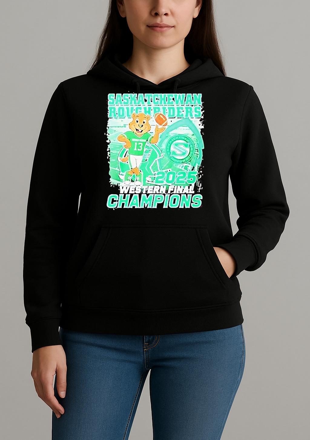 Saskatchewan Roughriders Mascot 2025 Western Final Champions Shirt Unihoodie