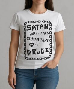 Satan Worshipping Communist On Drugs Premium W-tee