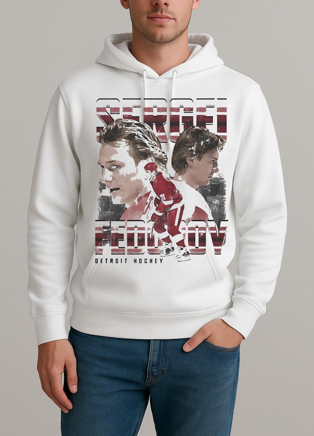 Sergei Fedorov Picture Collage Detroit Hockey Premium Unisexhoodie