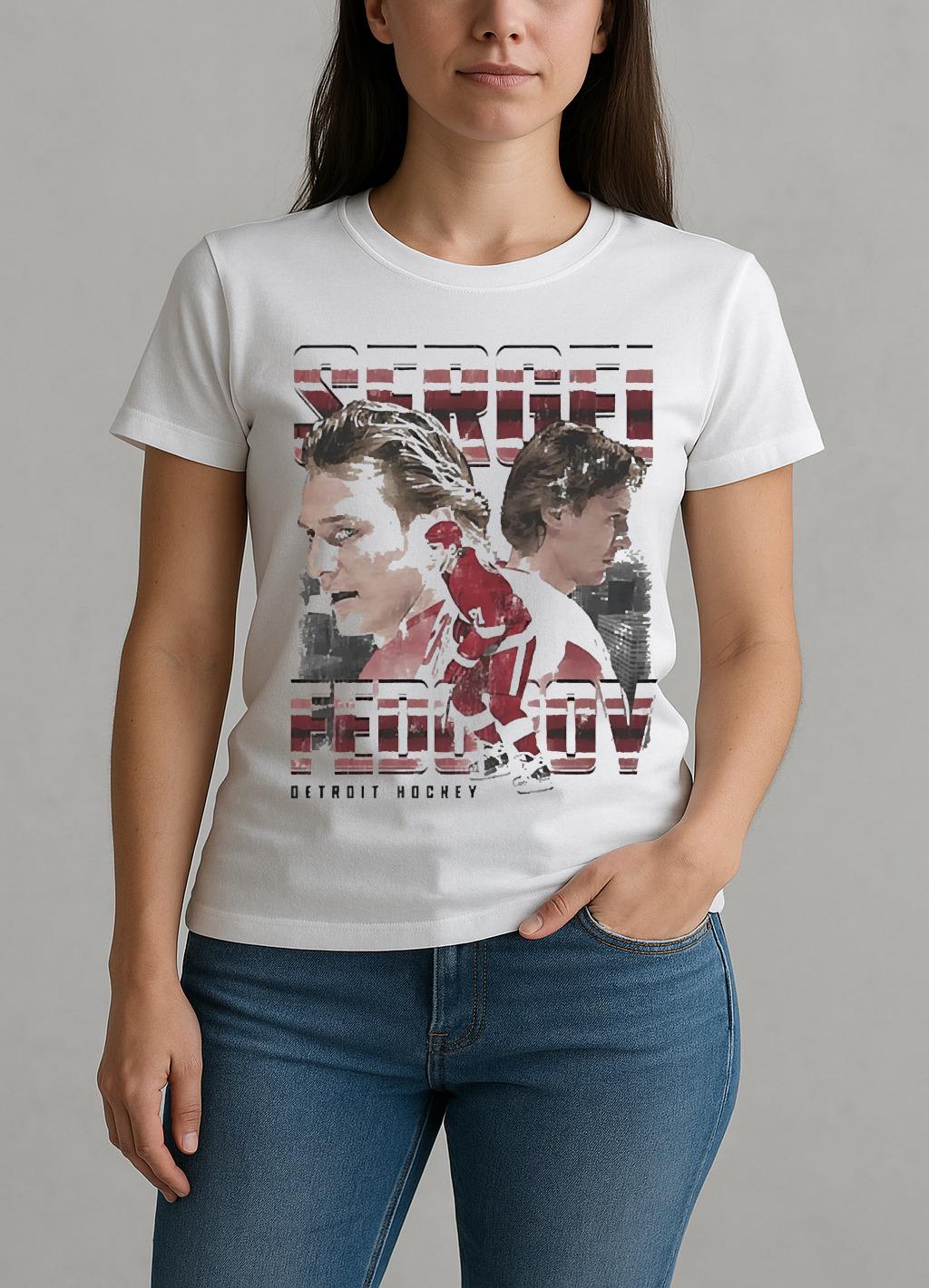 Sergei Fedorov Picture Collage Detroit Hockey Premium W-tee