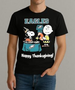 Snoopy And Charlie Brown X Philadelphia Eagles Football Happy Thanksgiving Shirt