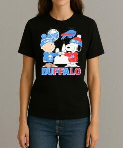 Snoopy Fist Bump Charlie Brown Buffalo Sabres And Buffalo Bills Shirt Womentee