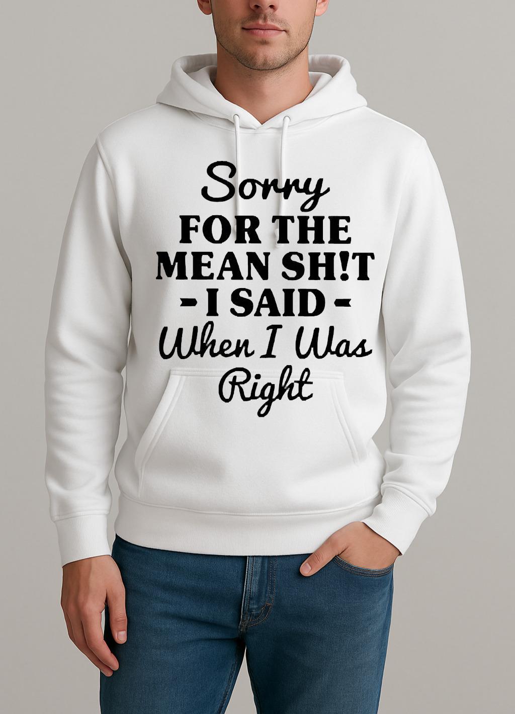 Sorry For The Mean Shit I Said When I Was Right Premium Unisexhoodie