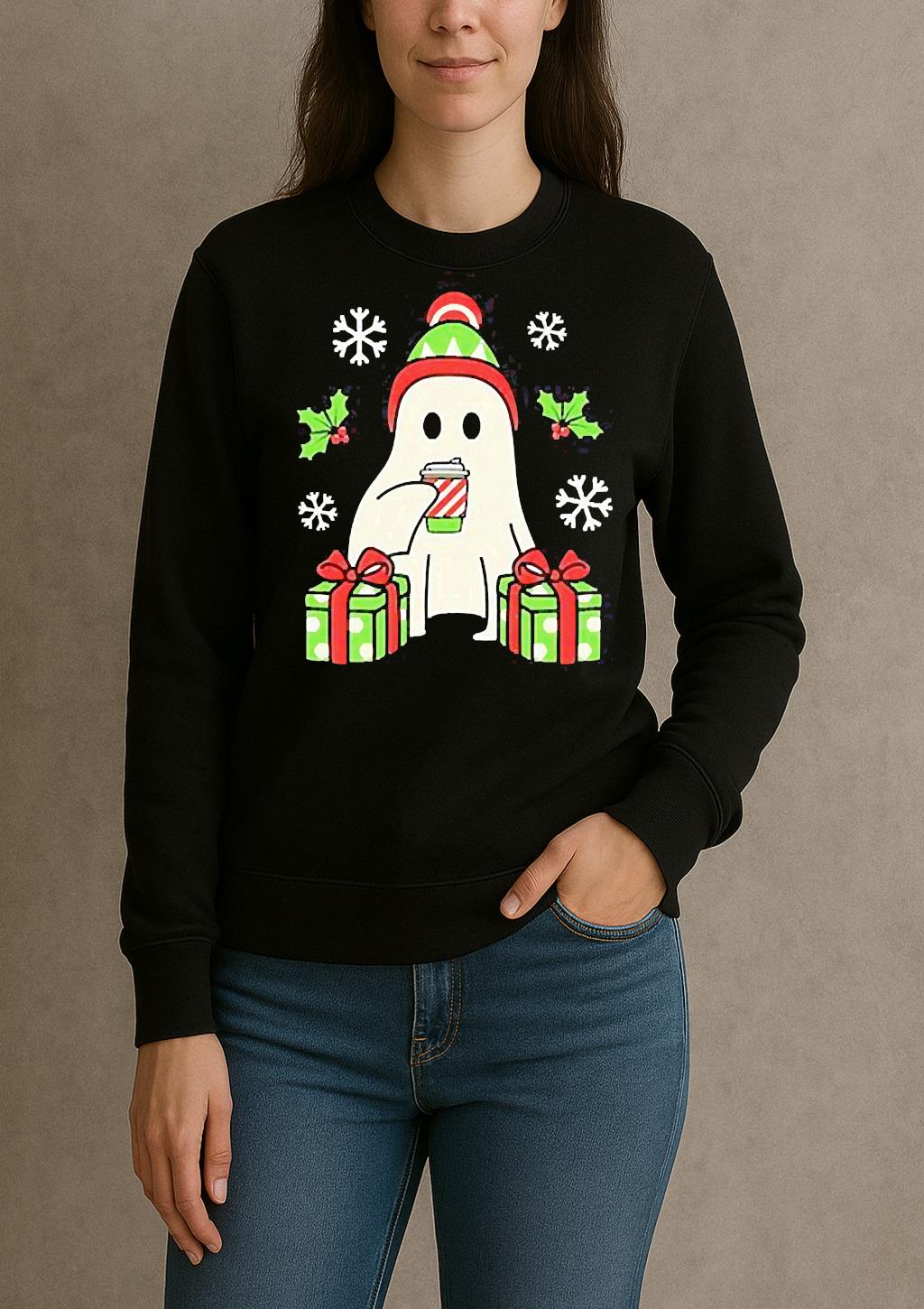 Spooky Ghost Merry Christmas Gift Snow Shirt sweater