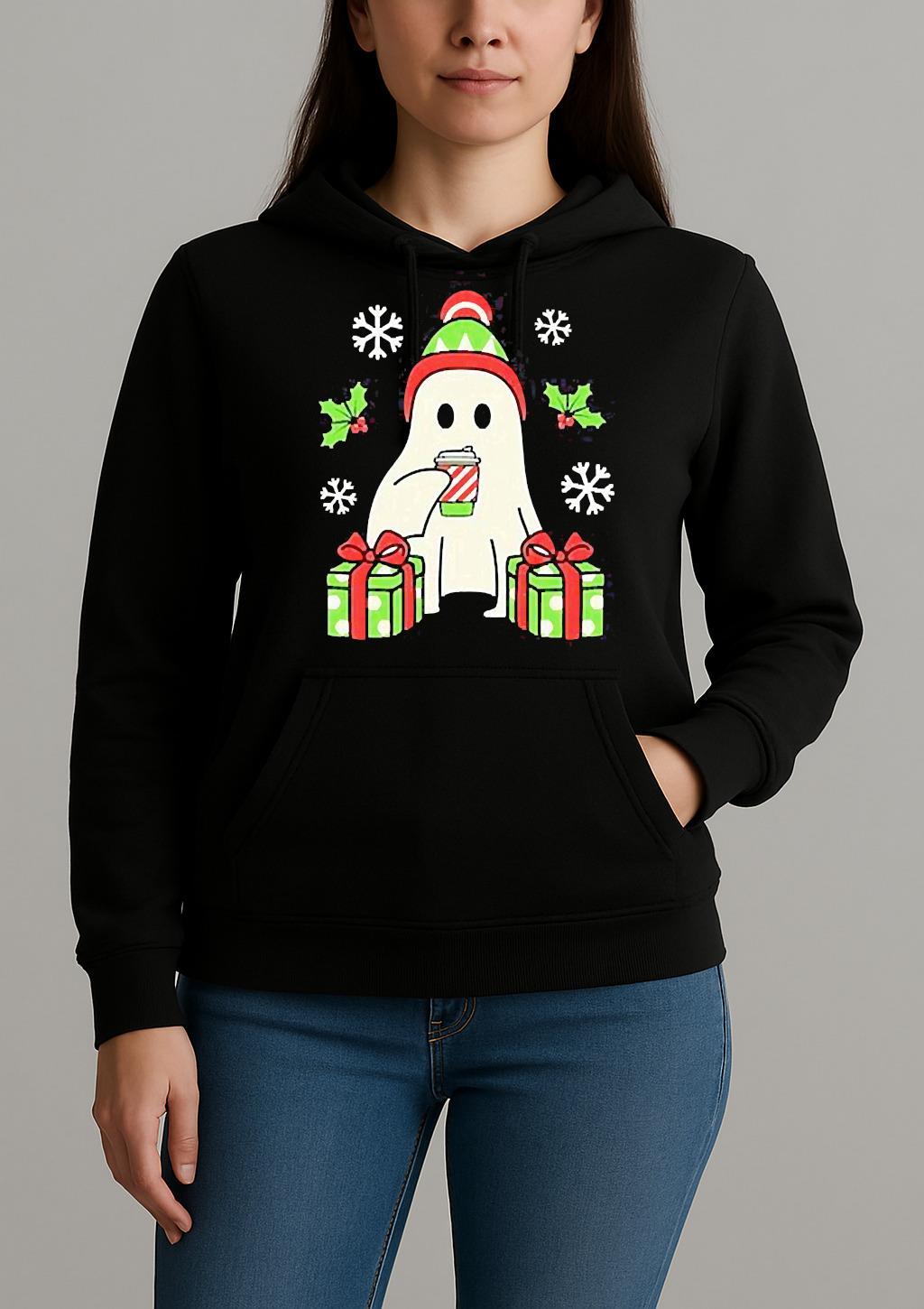 Spooky Ghost Merry Christmas Gift Snow Shirt Unihoodie