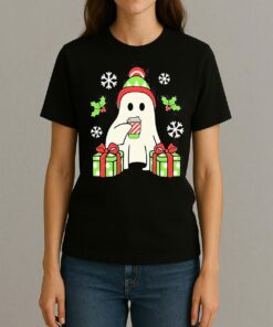 Spooky Ghost Merry Christmas Gift Snow Shirt Womentee