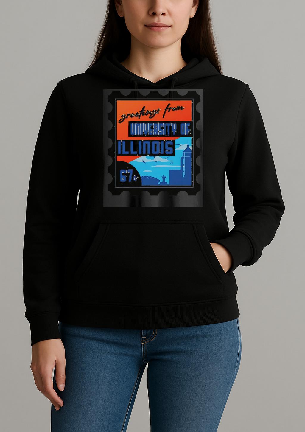 Stamp Greetings From University Of Illinois Premium Unisexhoodie
