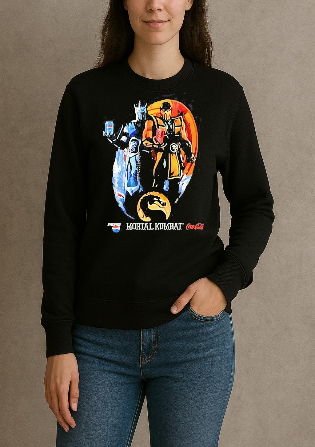Sub Zero And Scorpion Holding Coca Cola And Pepsi Mortal Kombat Logo Shirt sweater