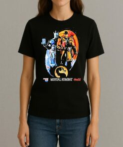 Sub Zero And Scorpion Holding Coca Cola And Pepsi Mortal Kombat Logo Shirt Womentee