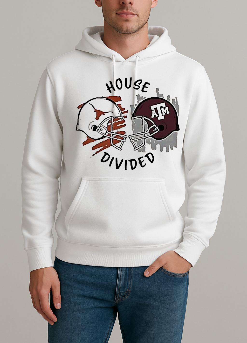 Texas Am Aggies Vs Texas Longhorns House Divided Helmet Shirt Unisexhoodie