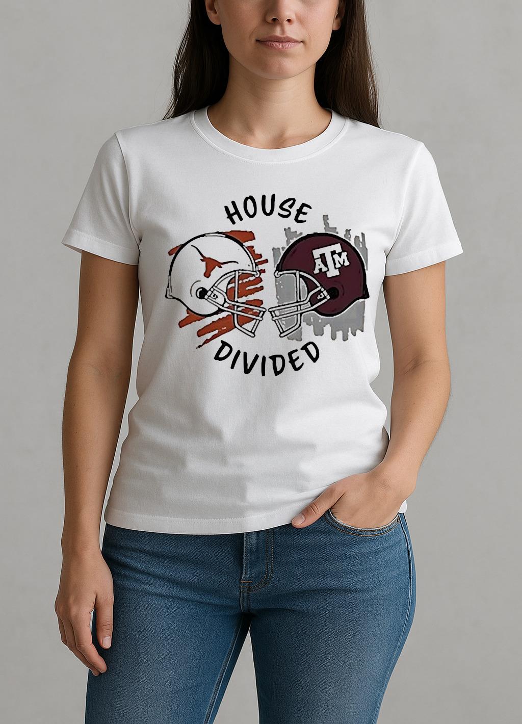 Texas Am Aggies Vs Texas Longhorns House Divided Helmet Shirt W-tee