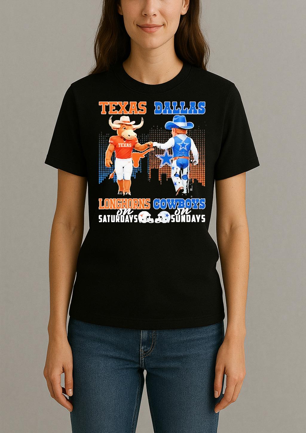 Texas Longhorns On Saturdays Dallas Cowboys On Sundays Mascot Premium Womentee
