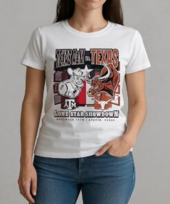 Texas Longhorns Vs Texas Am 2025 Lone Star Showdown Mascot Shirt W-tee