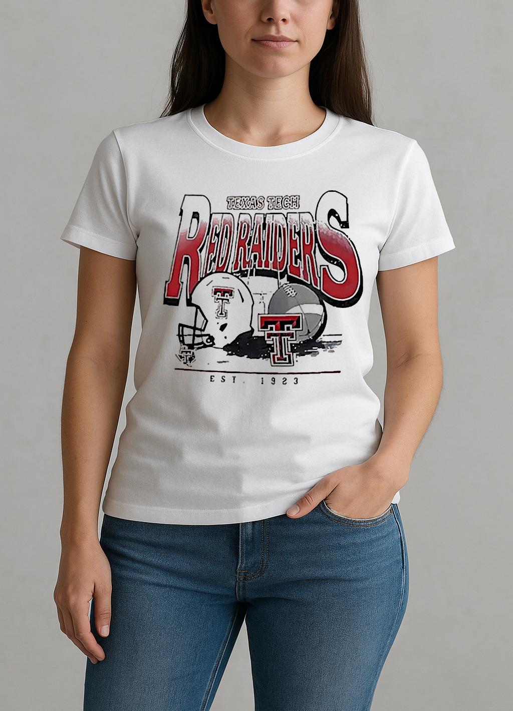 Texas Tech Red Raiders Football Est 1923 Helmet Vintage Circle Shirt W-tee