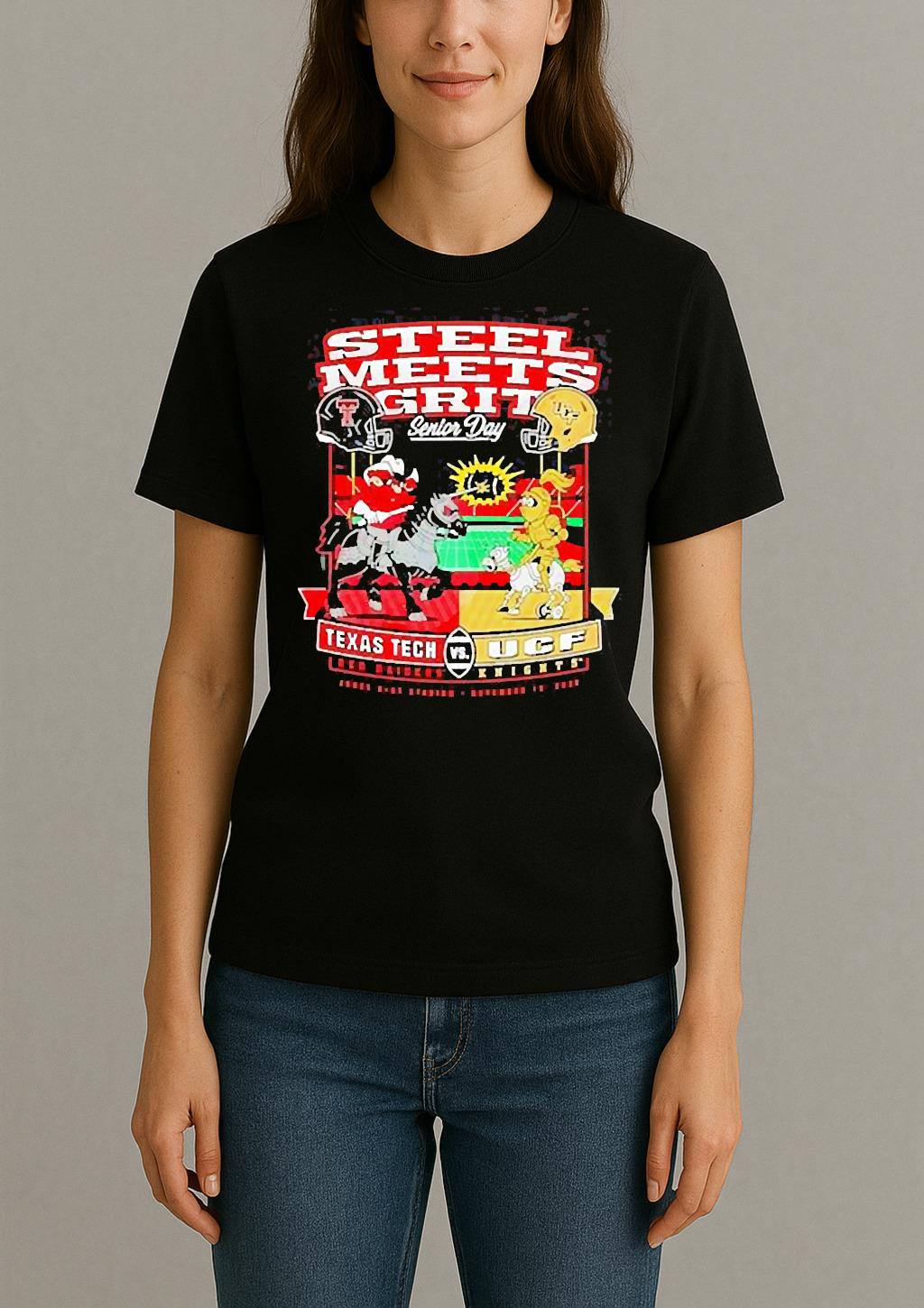 Texas Tech Red Raiders Vs Ucf Knights Steel Meets Grit Senior Day Shirt Womentee