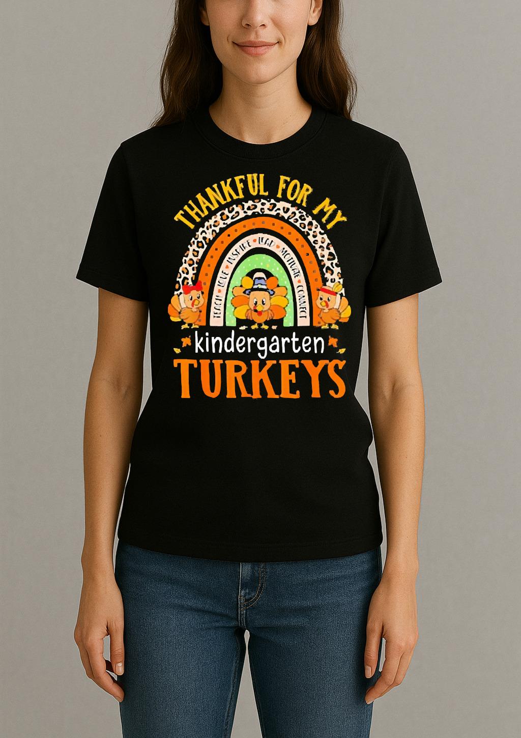 Thankful For My Kindergarten Turkeys Premium Womentee