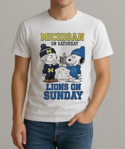 The Peanuts Fist Bump Michigan Wolverines On Saturday And Detroit Lions On Sunday Shirt