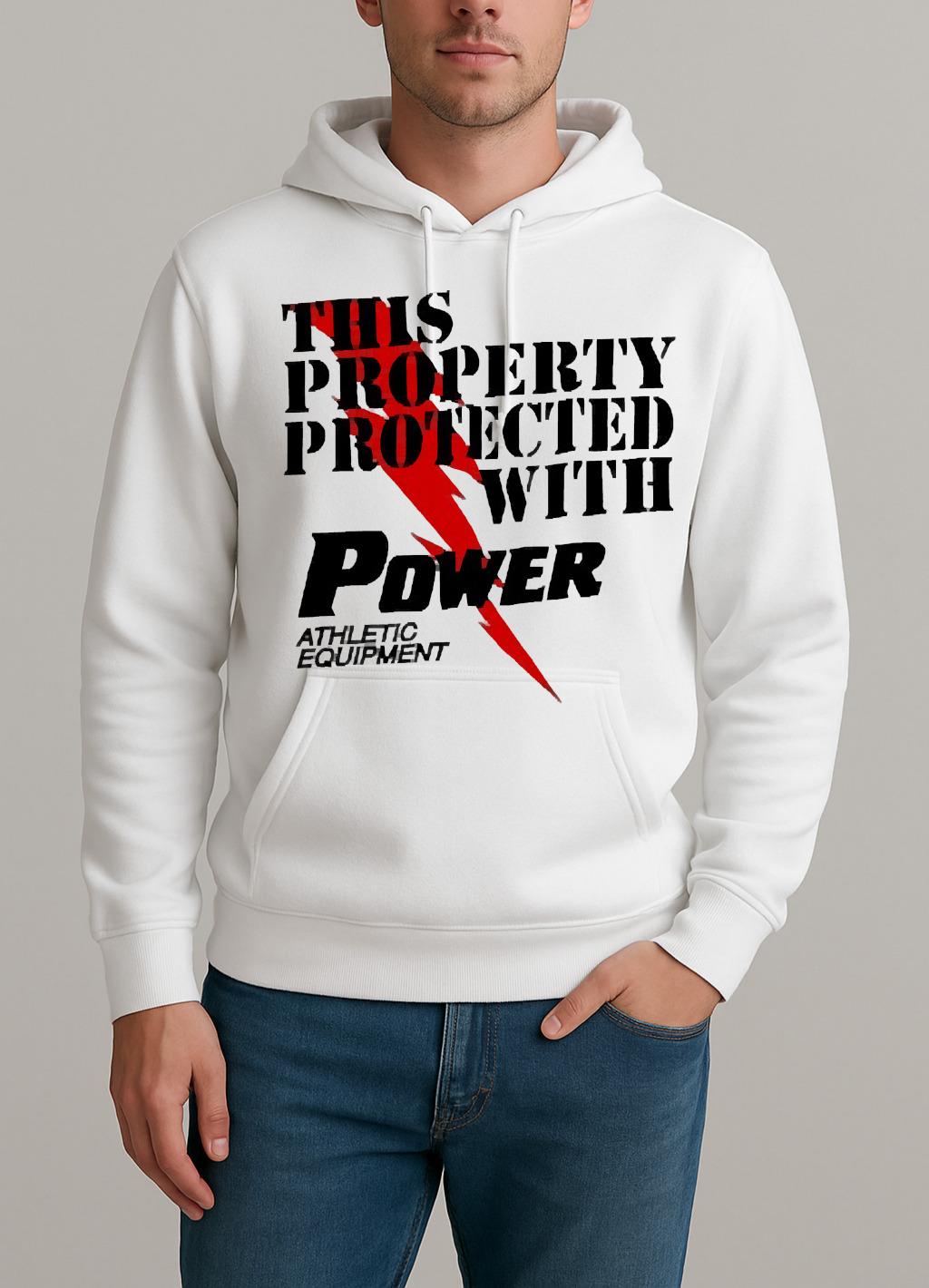 This Property Protected With Power Athletic Equipment Premium Unisexhoodie