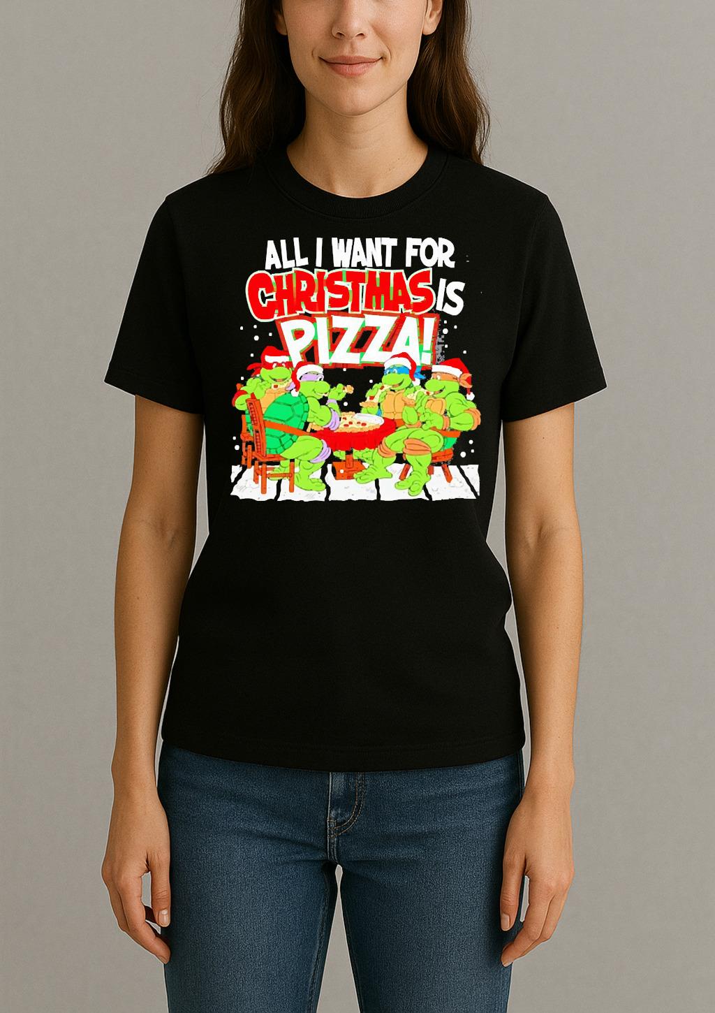 Tmnt All I Want For Christmas Is Pizza Premium Womentee