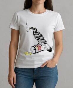 Trashy Grackle Smoking Grackle Bird Premium W-tee