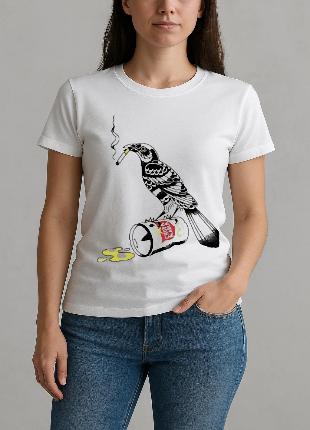 Trashy Grackle Smoking Grackle Bird Premium W-tee