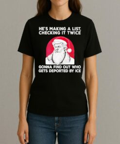 Trump Hes Making A List Checking It Twice Gonna Find Out Christmas Premium Womentee