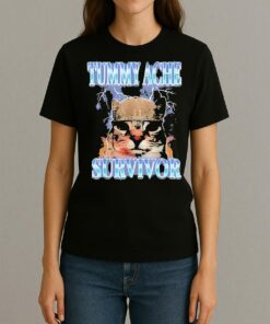 Tummy Ache Survivor Cat Meme Funny Shirt Womentee