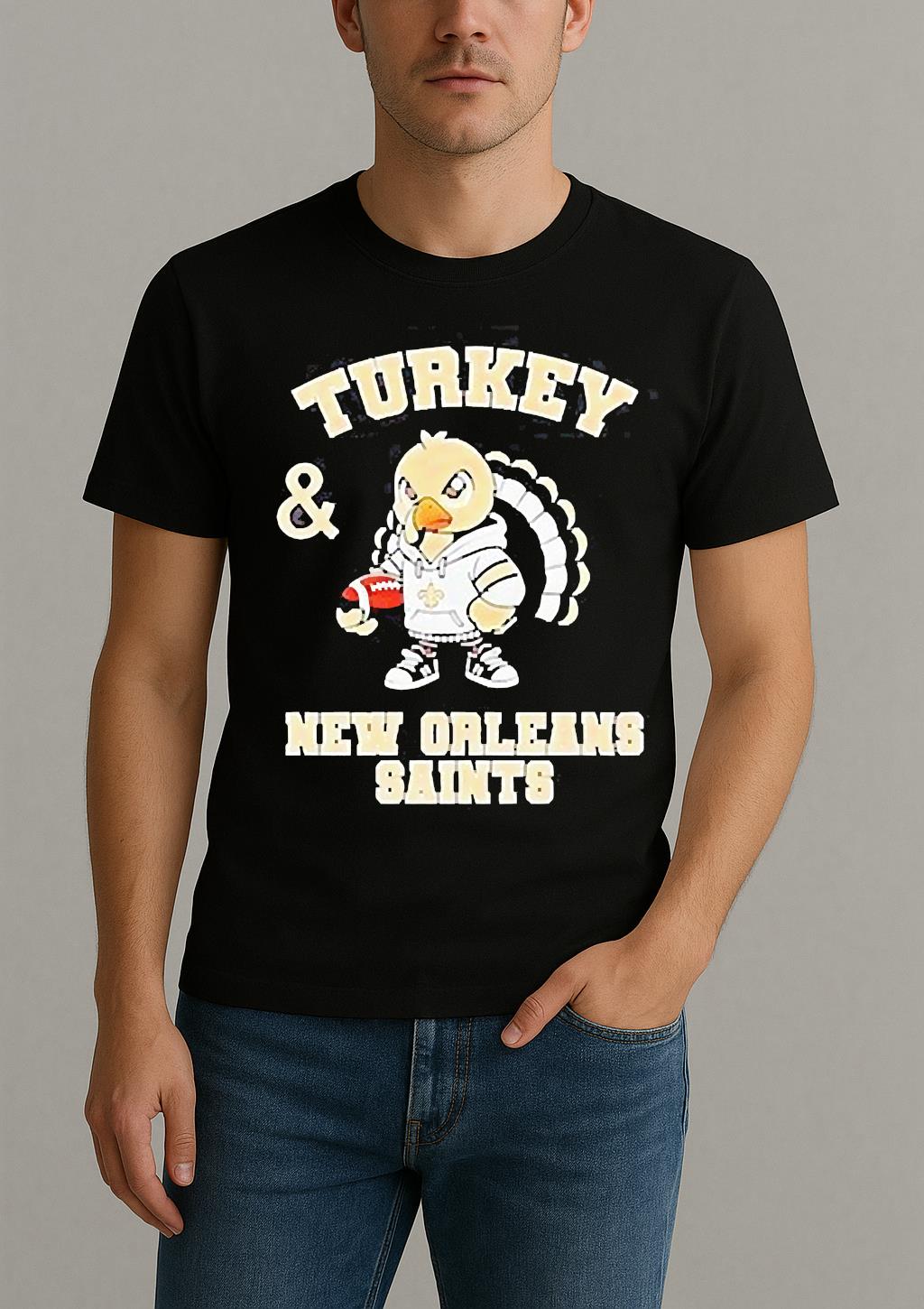 Turkey And New Orleans Saints Football Nfl Happy Thanksgiving Shirt