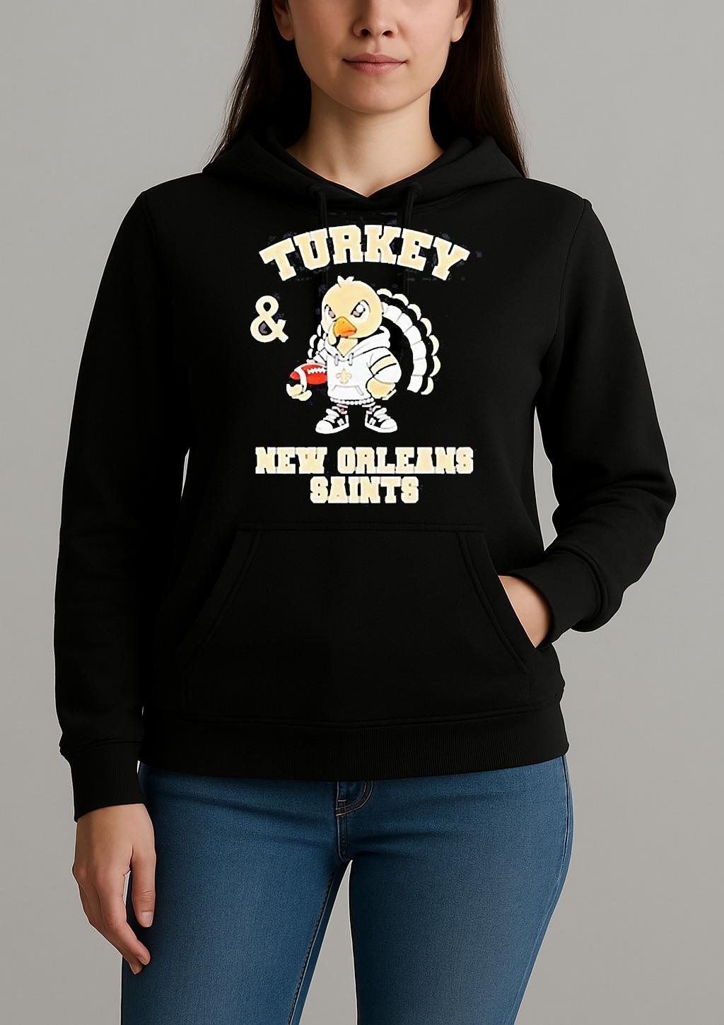Turkey And New Orleans Saints Football Nfl Happy Thanksgiving Shirt Unihoodie
