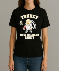 Turkey And New Orleans Saints Football Nfl Happy Thanksgiving Shirt Womentee